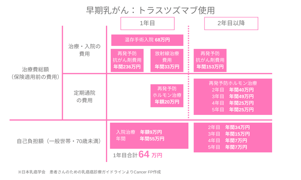 早期乳がん:トラスツズマブ使用